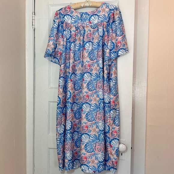 Anthony Richards Woman’s Retro Nightgown Housecoat size 3x coastal seashell - Picture 3 of 5